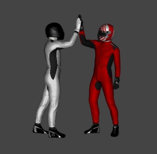 2 F1 Racer Driver Rally Motorcycle Driver Give Me Five Celebration c27!