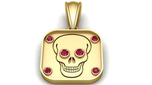 Golden Skull Ruby Pendant