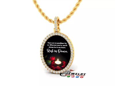 Custom Oval Picture Pendant with Diamond - Memory Pendant