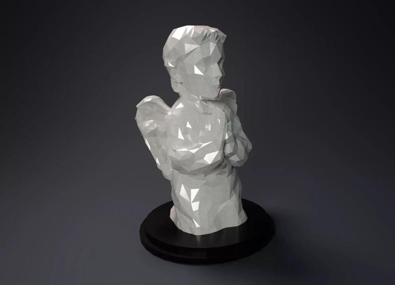 Low Poly Praying Angel Statue