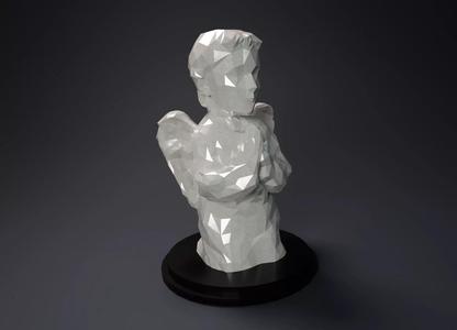 Low Poly Praying Angel Statue