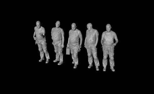 1/64 3D digital character models of various forms of decoration workers