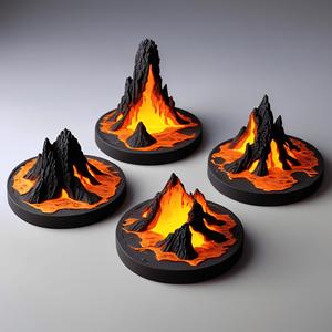 Volcanic Mountain Terrain Set – 3D Printable Scenery for Tabletop Games
