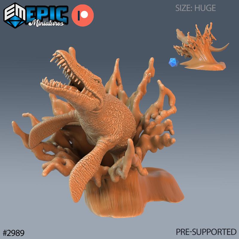 Liopleurodon Attack ‧ DnD Miniature ‧ Tabletop Miniatures ‧ Gaming Monster ‧ 3D Model ‧ RPG ‧ DnDminis ‧ STL FILE