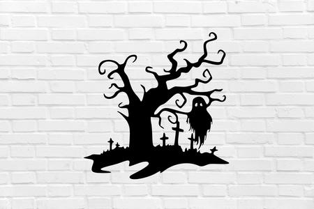 Halloween cemetery wall decoration