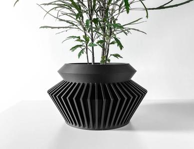 The Quano Planter Pot with Drainage Tray & Stand: Modern and Unique Home Decor for Plants and Succulents  | STL File   