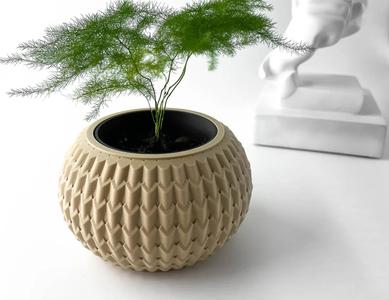 The Iver Planter Pot with Drainage: Tray & Stand Included | Modern and Unique Home Decor for Plants and Succulents | STL File   