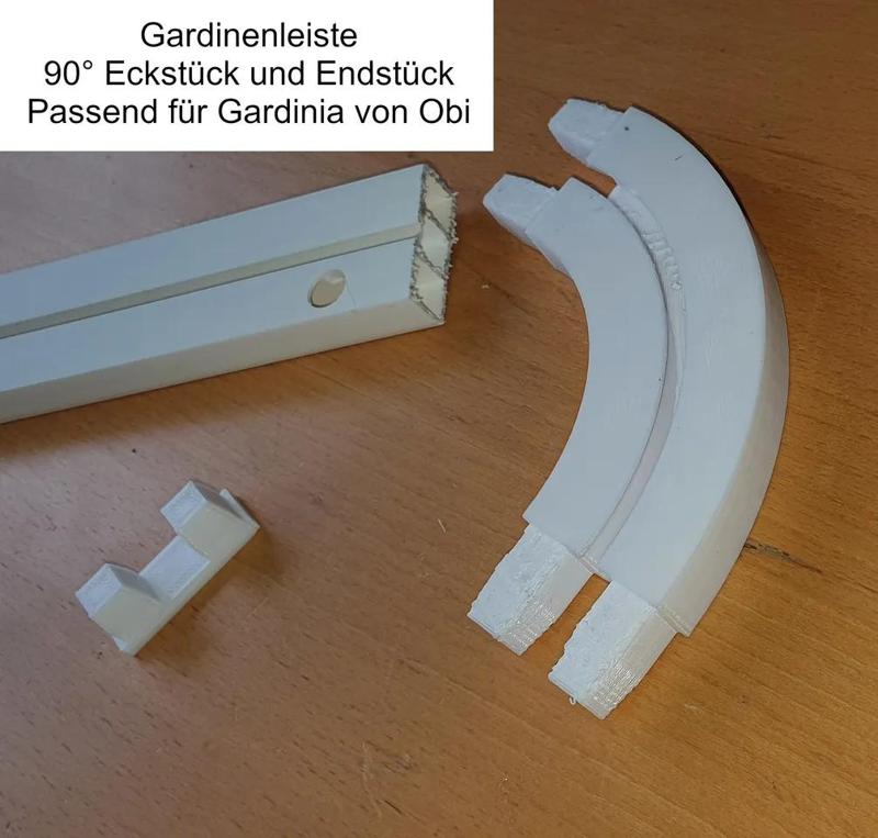 Gardine Laufschiene Eckstück Winkel 40 90 135 Grad Bogen und Endstück kompatibel für Obi Gardinenleiste Gardinia einreihig   
