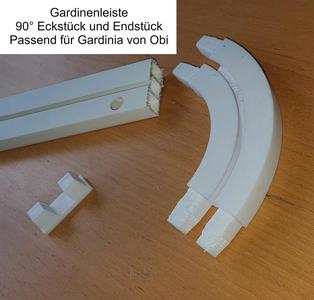 Gardine Laufschiene Eckstück Winkel 40 90 135 Grad Bogen und Endstück kompatibel für Obi Gardinenleiste Gardinia einreihig   