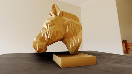 zebra head bust low poly statue stl
