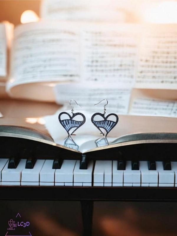 Heart piano earrings