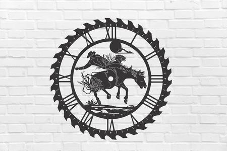 WALL CLOCK HORSE MEADOW MOUNTAIN FIELD COWBOY