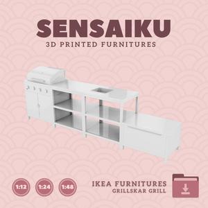 Miniature Replica GRILLSKAR Gas Grill with Sink Cabinet and Shelf for Miniature Dollhouse - IKEA (1:12,24,48) - 3D Print Instant Download