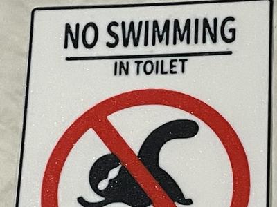Funny No Swimming Bathroom Sign