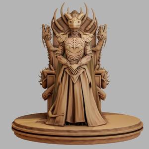 Dragonborn Queen with Throne – 3D Printable STL | 32mm & 72mm