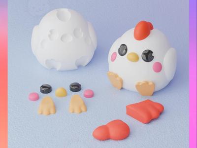 Little Hen Keychain (Separated Parts)