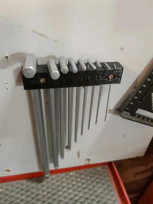 Allen Key Holder -Hex Key Holder - flat wall mount   