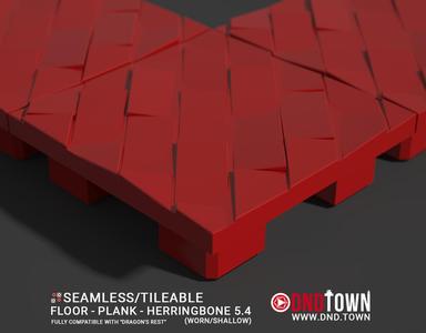 3D Modular Dungeon Tile: Floor - Plank - Herringbone 5.4 (WORN/SHALLOW) - DnD Town Minis (www.dnd.town)