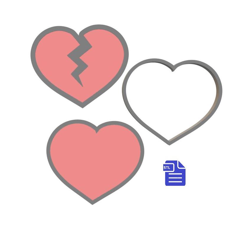 3pc Broken Heart Bath Bomb Mold