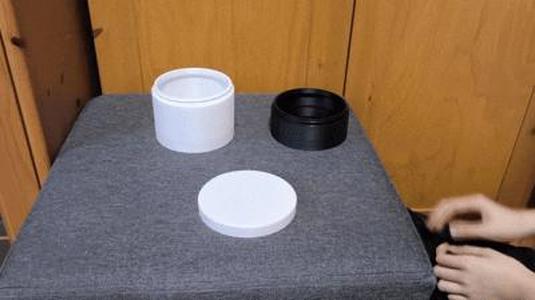 Round, screwed together boxes with screw lid.  