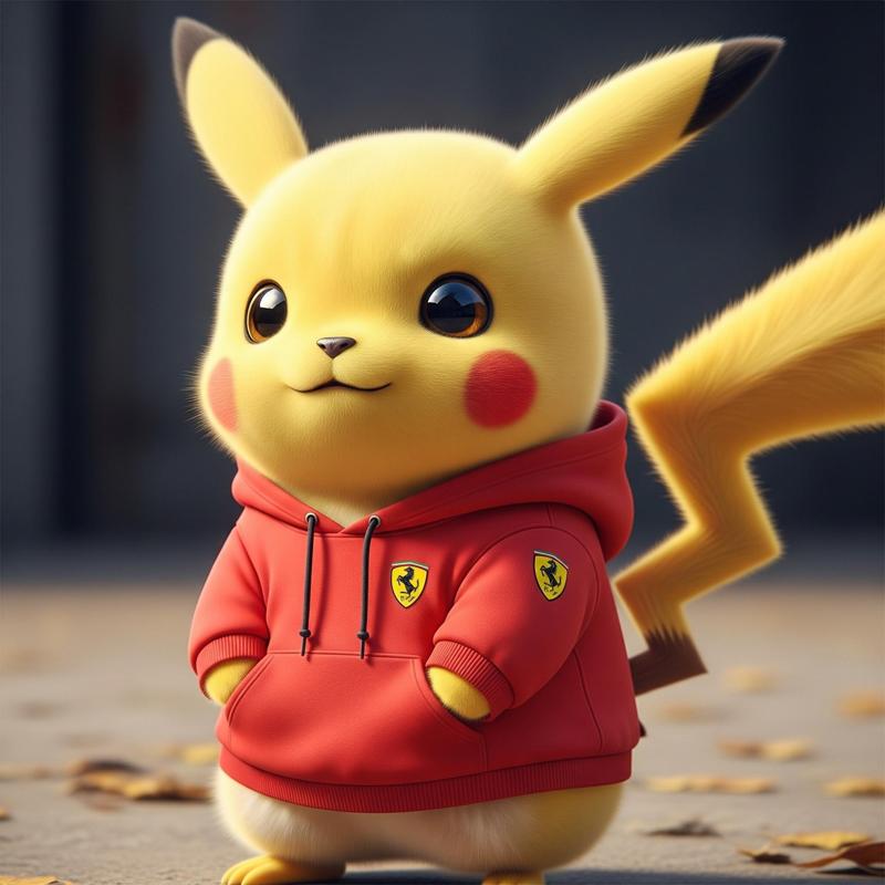 pikachu with hoddie ferrari
