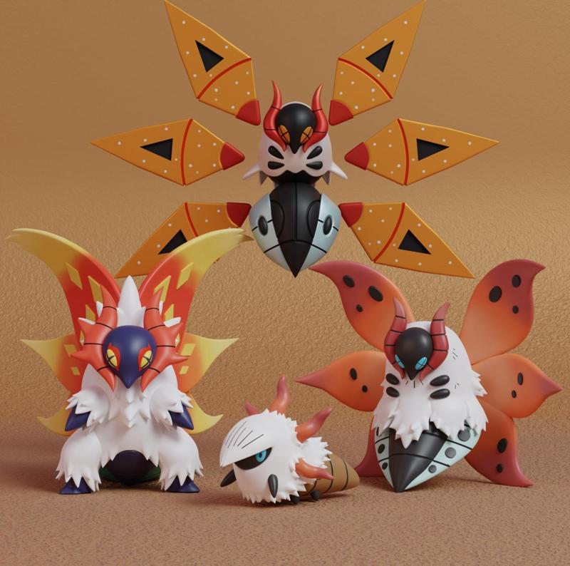 Pokemon - Larvesta, Volcarona, Slither Wing and Iron Moth