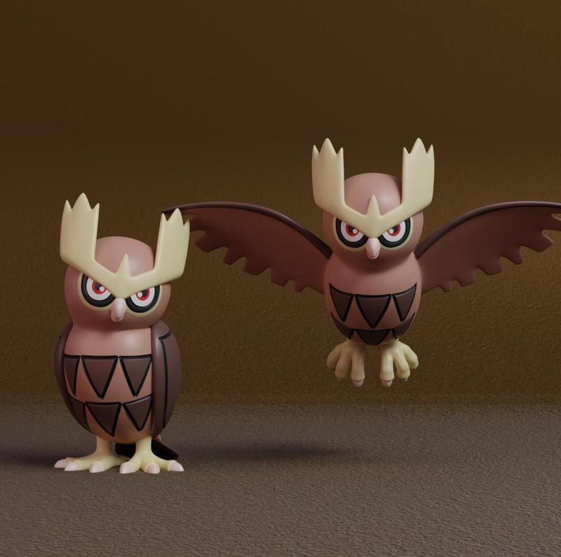 Pokemon - Noctowl  with 2 poses
