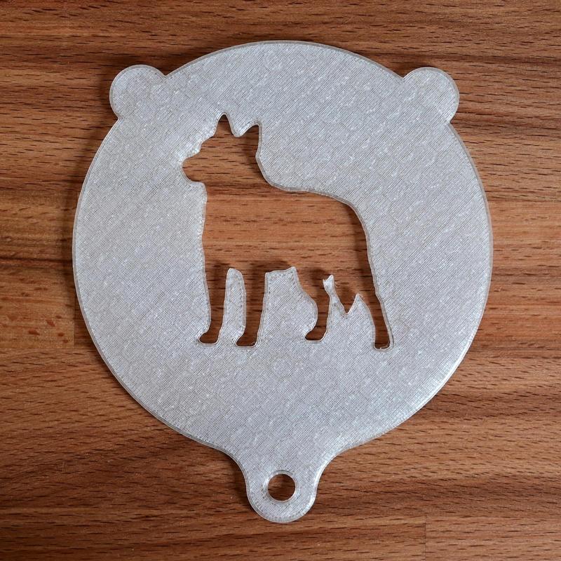 Stencil for latte, cappuccino, baking, cattle dog