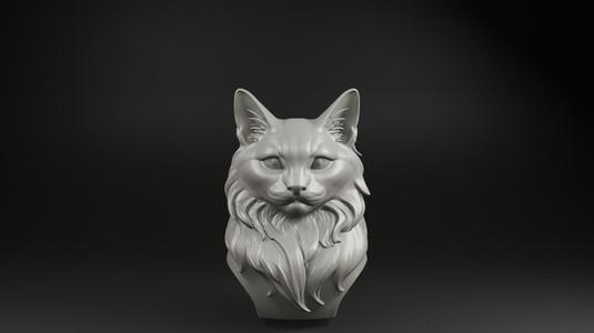 Regal Cat Bust STL – Majestic Feline Sculpture for 3D Printing