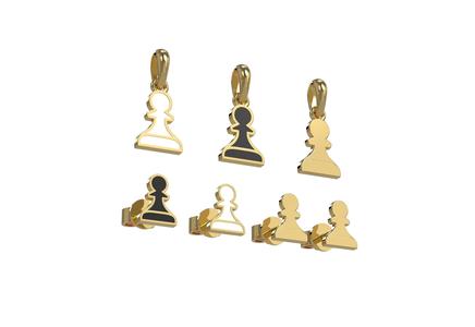 Pawn pendant and earrings chess set 3D print model 3D print model