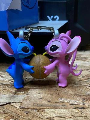 llavero stitch y angel-14 de febrero-dia de san valentin-para imantar