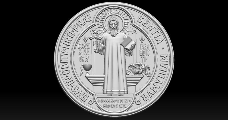 3D Printed Model of Saint Benedict Medal 1 Side