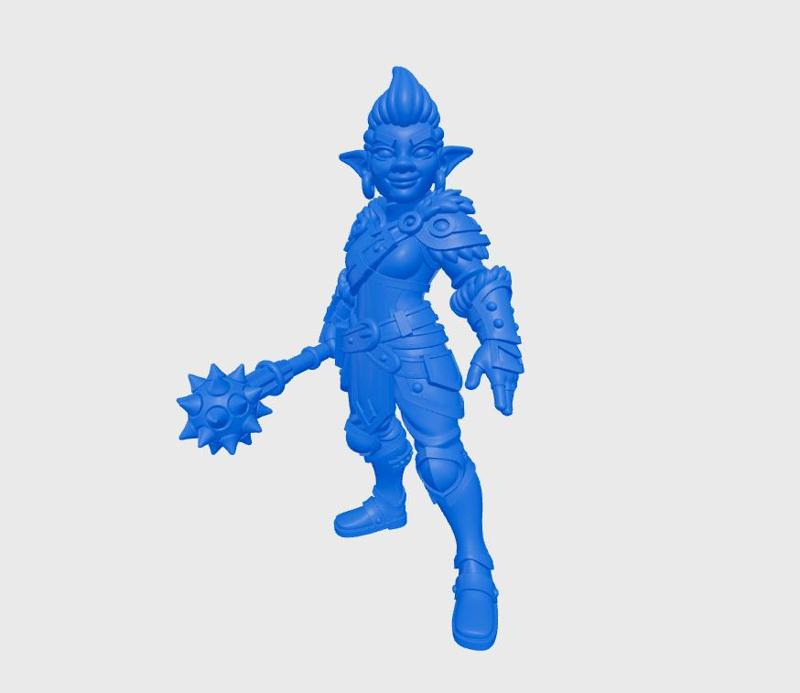 Female Hobbit Warrior with Morningstar  (Gritty Tabletop Style)