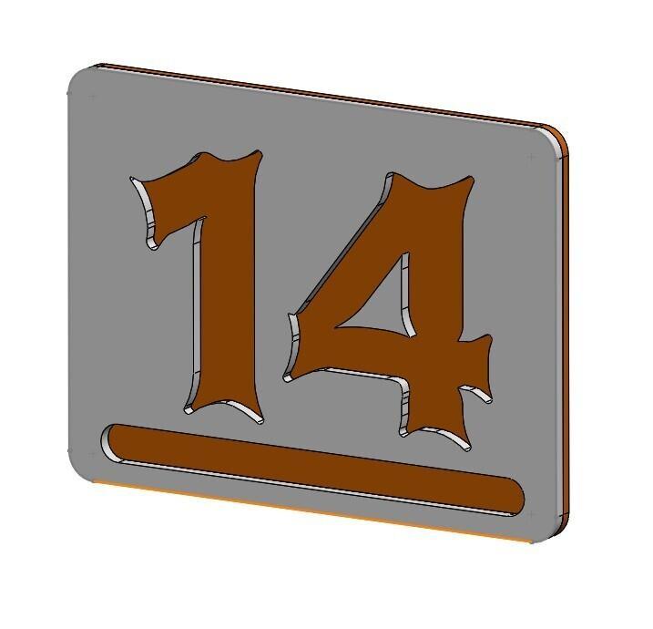 Nr. 14 - Apartment house door number / Modern 3D Apartment Numbers