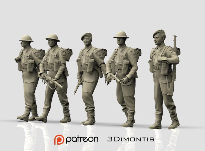 British soldiers ww2 3D print model