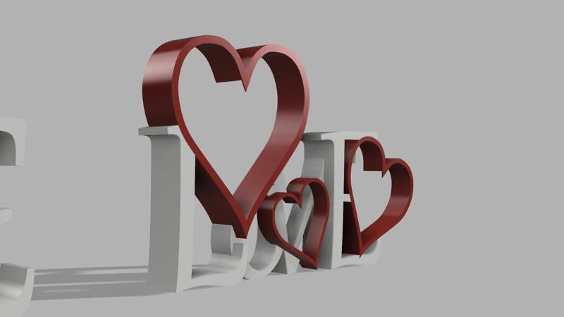 Love Lithophane Heart with 3 Hearts