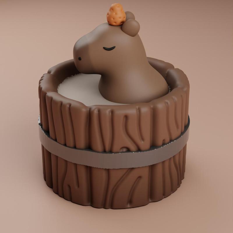 Little Capybara Cute Taking Bath