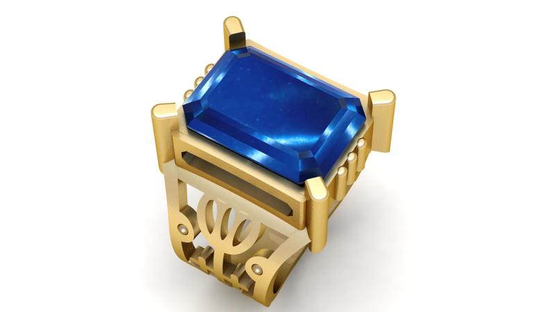 blue gemstone ring 3D printable model