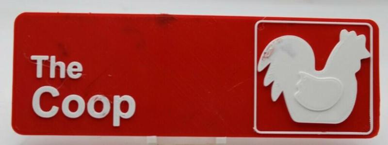 The office style chicken coop sign