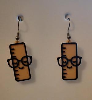 Ruler Earrings & Keychain | No AMS Needed | Back to School Teacher Gift 3D Print STL