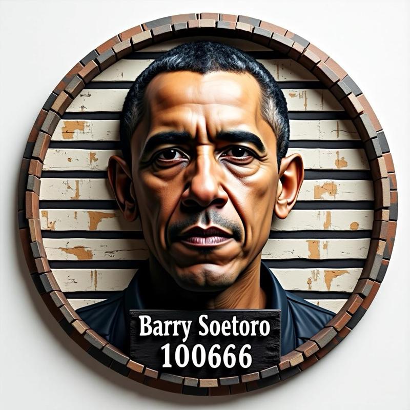 barry soetoro mugshot coin token wall art