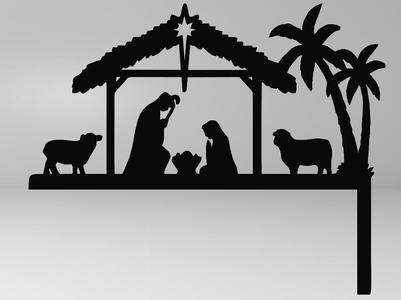 🌟 Nativity Scene Door Corner – Line Art Design 🌟