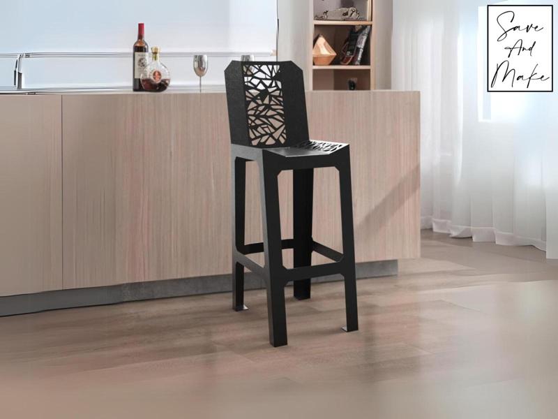 Bar chair files - "Aeris" -  DXF / svg / step / Manufacturing plan / OBJ - Cnc Laser and Plasma Cut - Design 2D & 3D- Furniture