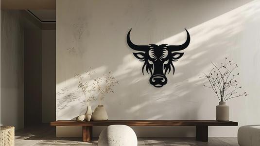 Bull Head Silhouette Wall Art