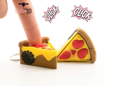 Cutie3D Halloween Pizza Slice Keycap Fidget Clicker Keychain - Cute Backpack Keychain