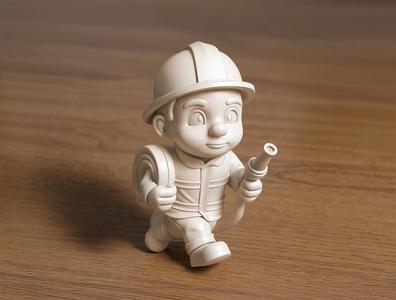 Cartoon Firefighter 3D Printable 3D print model