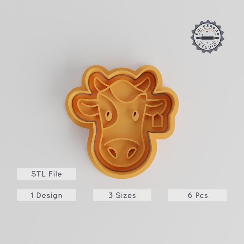 Cow Shape Cutter & Stamp for Cookies, Fondant, Animal Cute Collection, 3 Sizes Set (S/M/L), Farm-themed Baking acessórios PRODUCT_5548