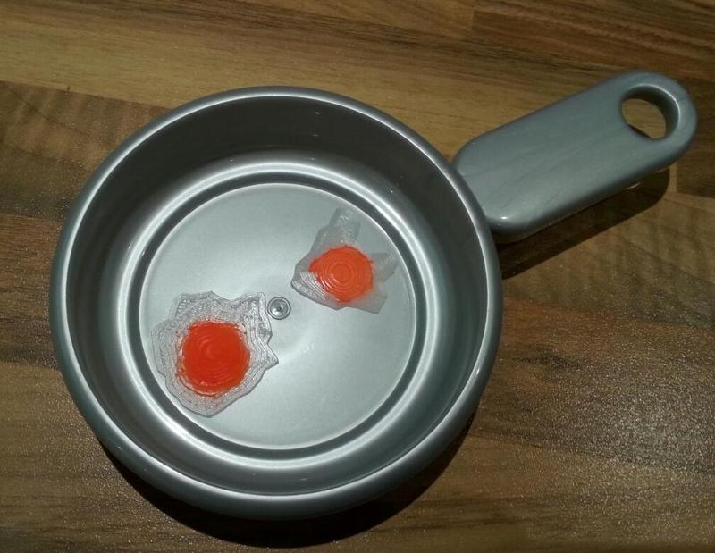 Sunny-side-up eggs for a toy kitchen