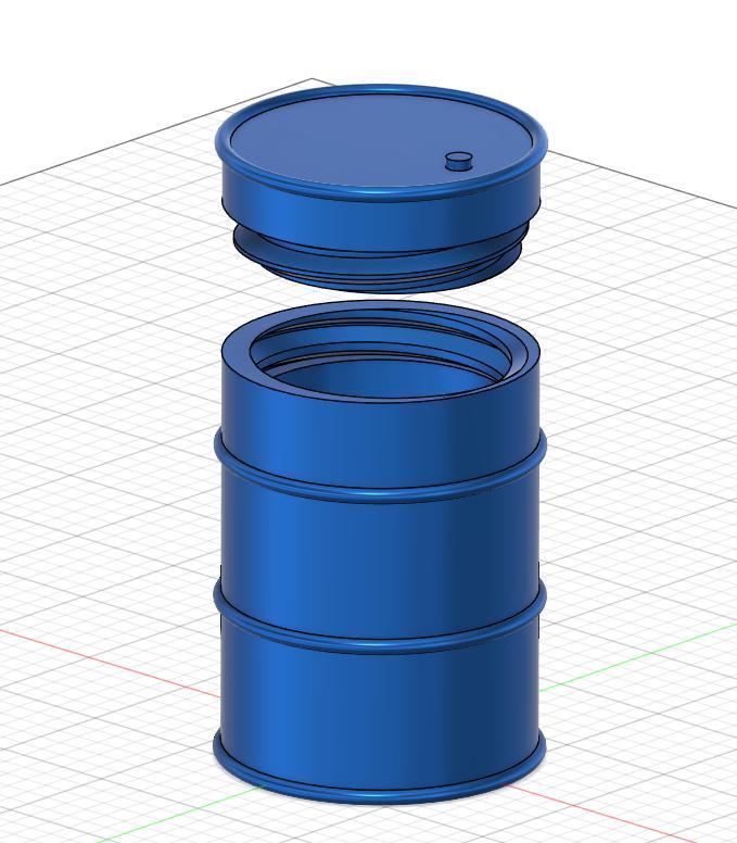 1/10 Scale 55 Gallon Steel Drum - Screw Top