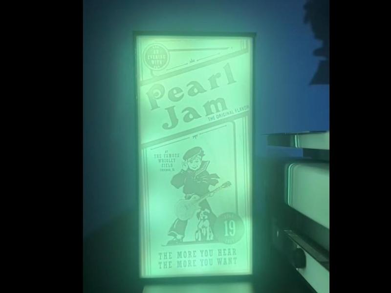 Pearl Jam Poster Lithopane (CrackerJack)